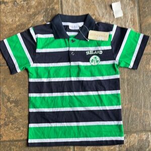 Kids Hibernia Green and Black Striped Polo Shirt Ireland